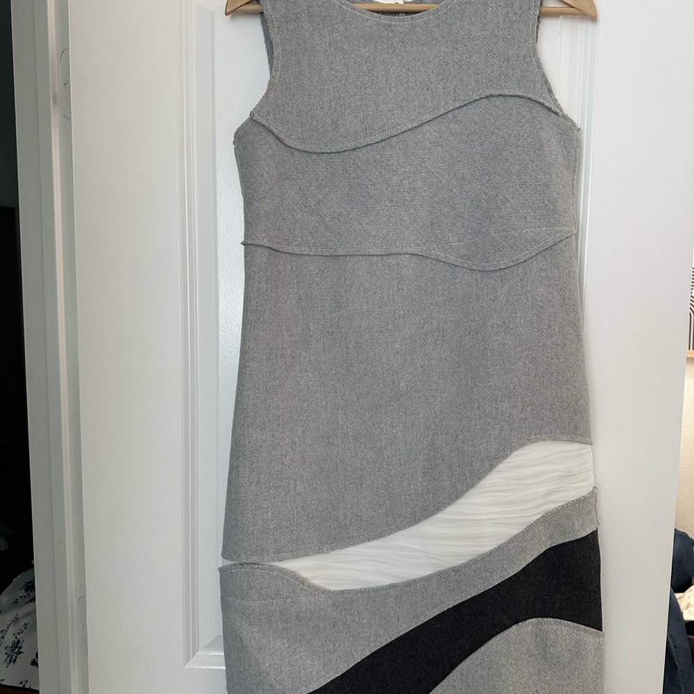 Carolina Herrera Gray and Black Midi Dress